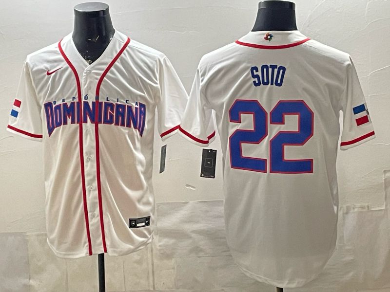 Men 2026 World Cub #22 Soto White Game Nike MLB Jersey style 002->more jerseys->MLB Jersey
